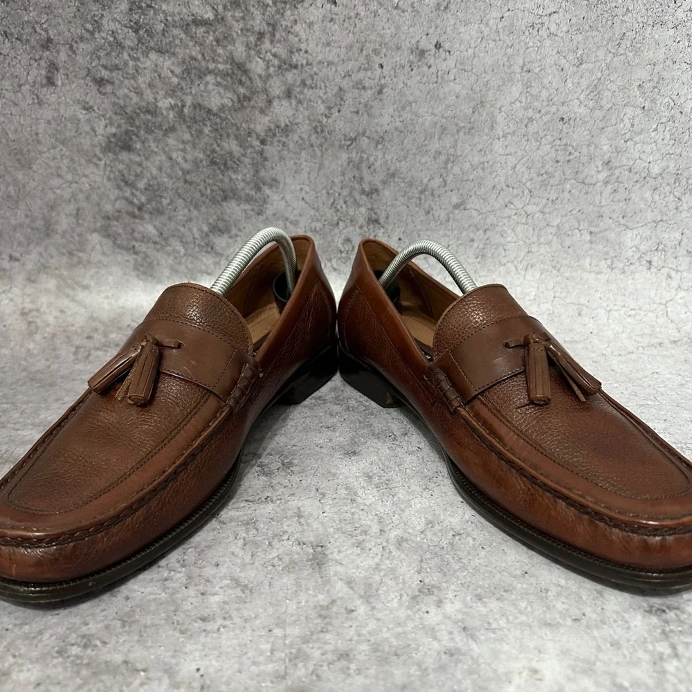 Florsheim Heyworth Tassel Loafers Mens 12 Brown Pebbled Leather Dress Shoes